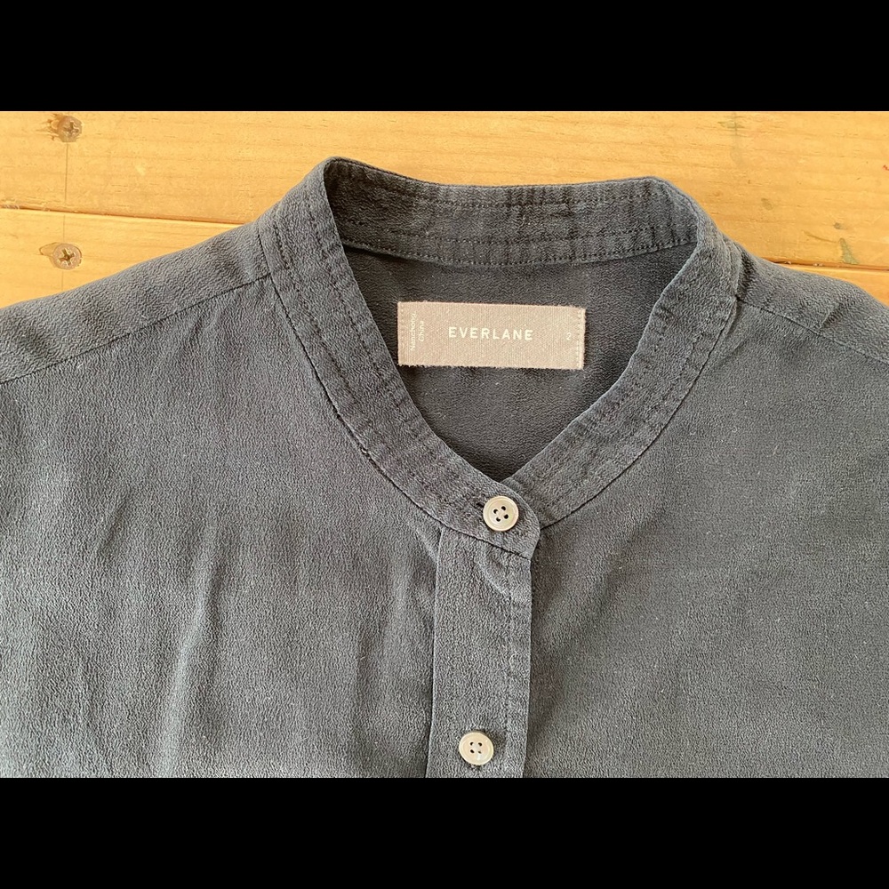 Everlane black silk blouse